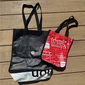 Lululemon Athletica Black and Red Tote Bags
